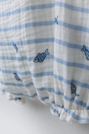 Комбинированный комбинезон в полоску с рыбками- Заказать в России