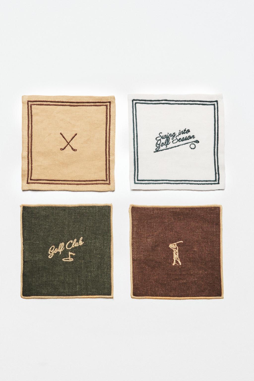 Набор льняных кофейных подставок (набор из 4 штук)