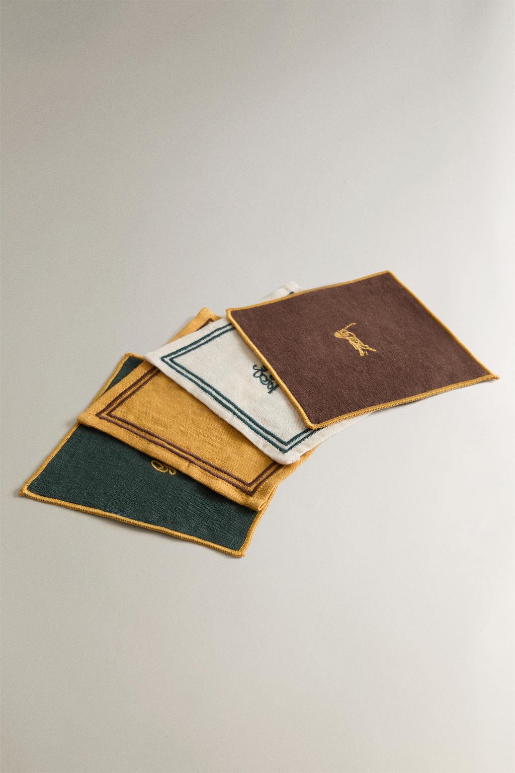 Набор льняных кофейных подставок (набор из 4 штук)