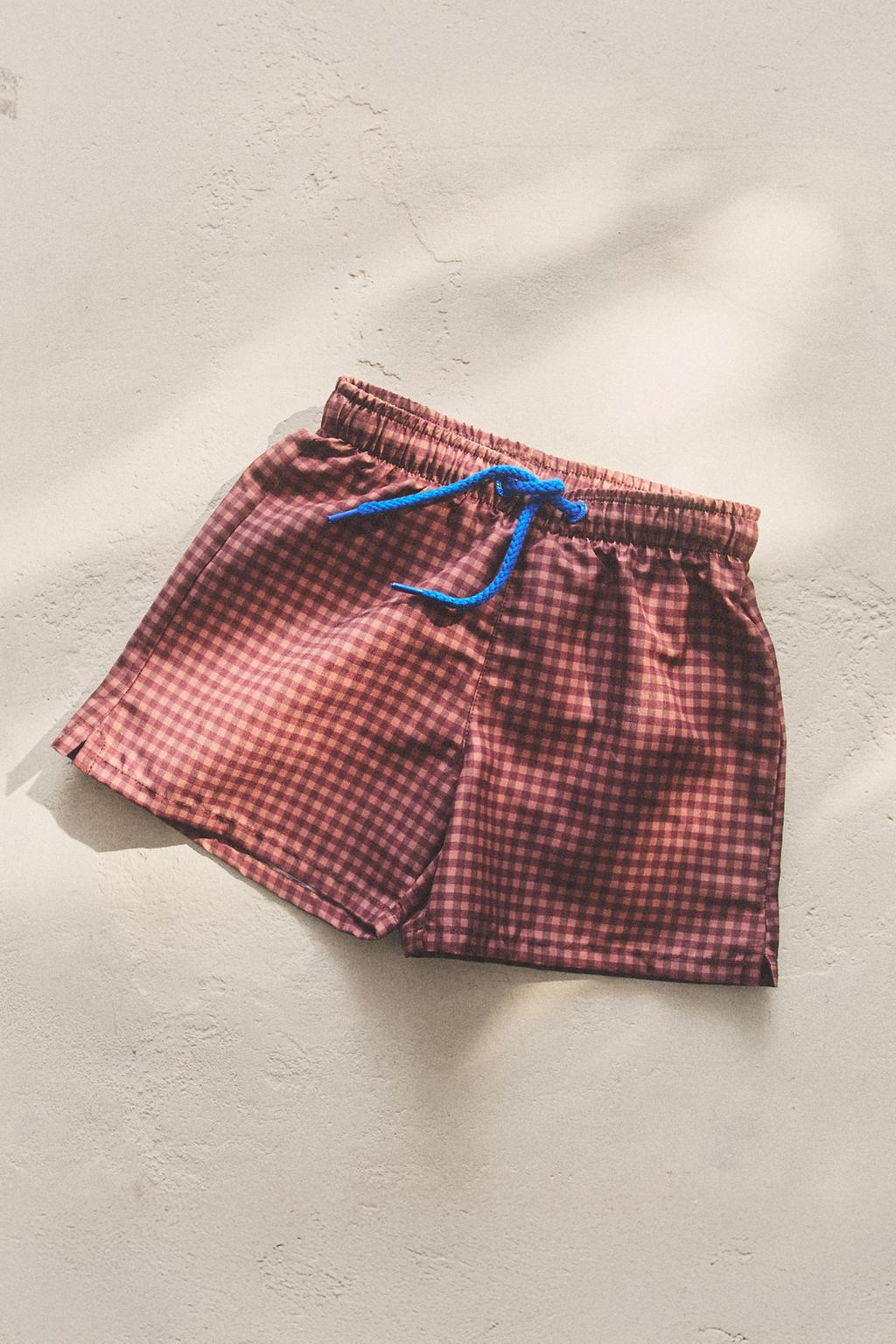 Детские клетчатые плавательные шорты для пляжа