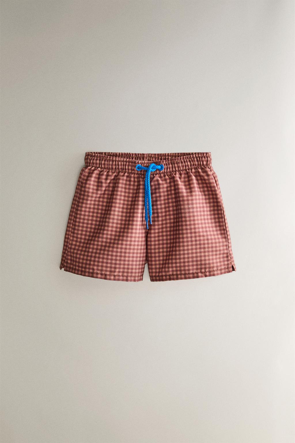 Детские клетчатые плавательные шорты для пляжа