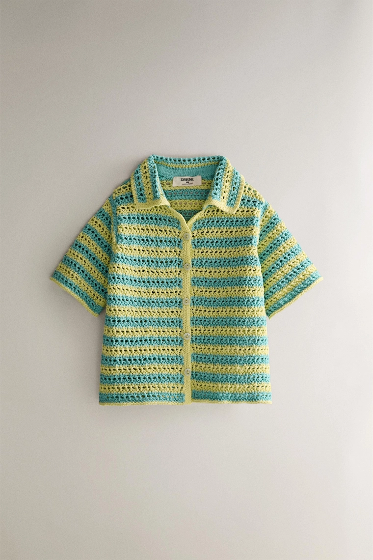 Детская пляжная рубашка из крученого крючком