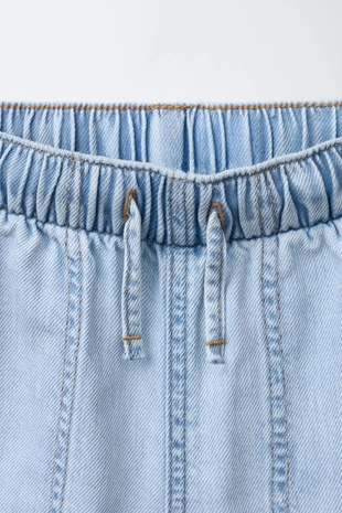 Джинсовые шорты-бермуды из текучей ткани- Заказать в России