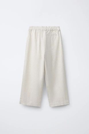 Прямые брюки из хлопка и льна