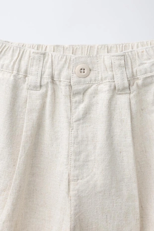 Прямые брюки из хлопка и льна