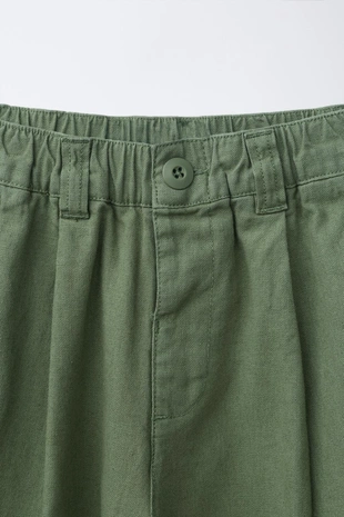 Прямые брюки из хлопка и льна