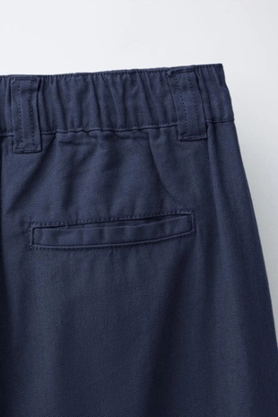 Прямые брюки из хлопка и льна