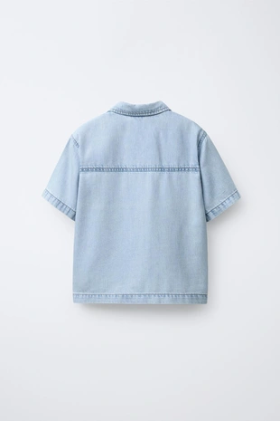 Свободная джинсовая рубашка- Заказать в России