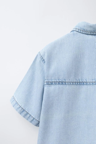 Свободная джинсовая рубашка- Заказать в России