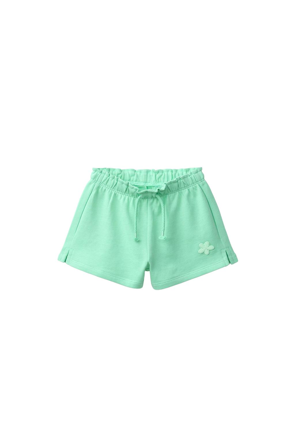 ШОРТЫ ИЗ МЯГКОЙ ТКАНИ С ПРОРЕЗИНЕННОЙ АППЛИКАЦИЕЙ