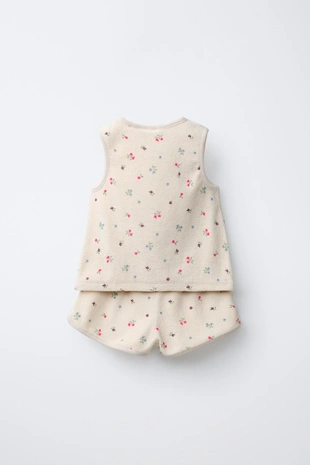 Комплект из футболки и шортов с цветочным узором из махровой ткани- Заказать в России