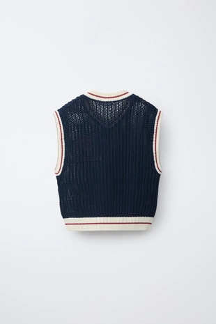 Трикотажный жилет в стиле варсити- Заказать в России