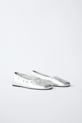 Металлизированные балетки- Заказать в России