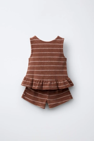 Комплект из футболки и шортов в полоску из махровой ткани- Заказать в России