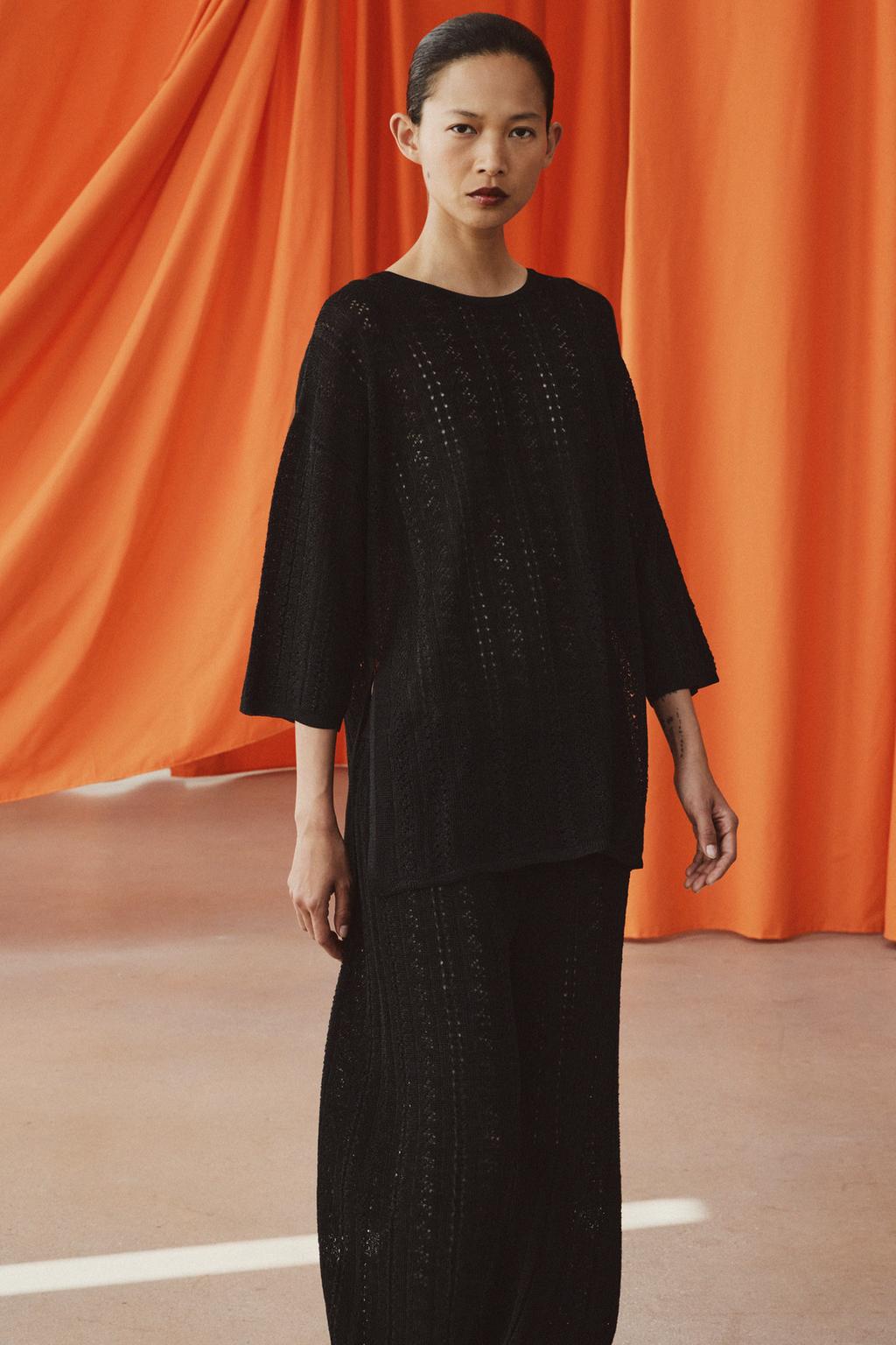 ТРИКОТАЖНЫЕ БРЮКИ-БОМБЕРЫ С УЗОРОМ POINTELLE