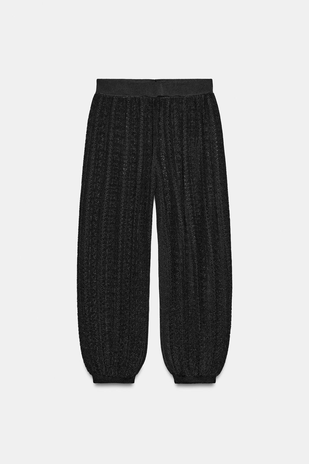 ТРИКОТАЖНЫЕ БРЮКИ-БОМБЕРЫ С УЗОРОМ POINTELLE