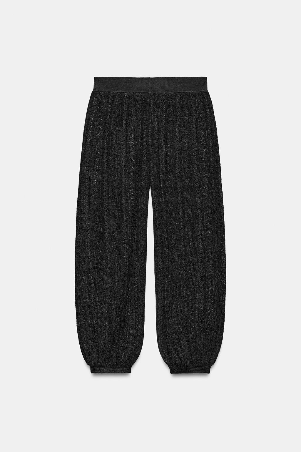 ТРИКОТАЖНЫЕ БРЮКИ-БОМБЕРЫ С УЗОРОМ POINTELLE