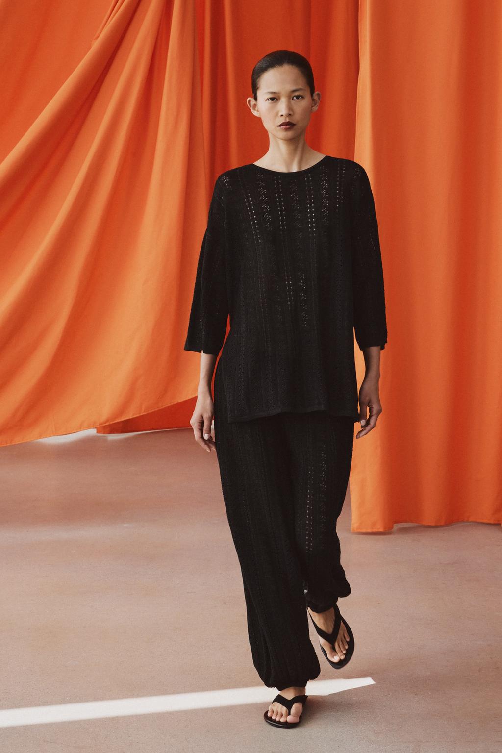 ТРИКОТАЖНЫЕ БРЮКИ-БОМБЕРЫ С УЗОРОМ POINTELLE