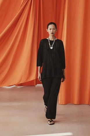 Трикотажные брюки-бомберы с узором Pointelle- Заказать в России