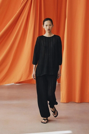 Трикотажные брюки-бомберы с узором Pointelle- Заказать в России