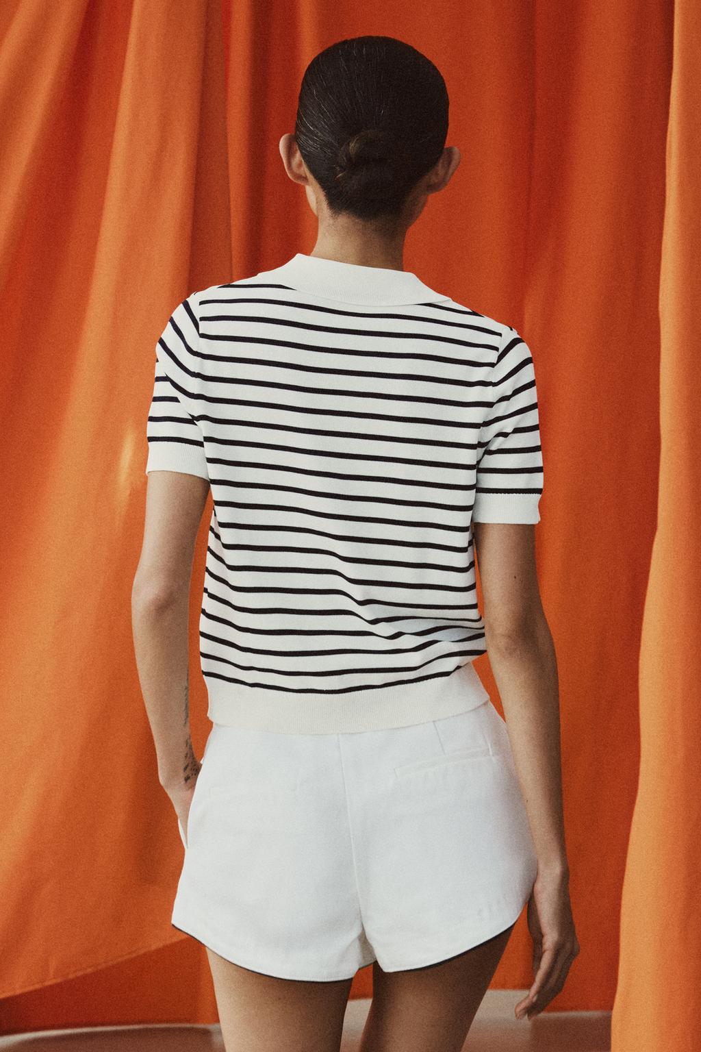 ТРИКОТАЖНОЕ ПОЛО В ПОЛОСКУ С КОРОТКИМИ РУКАВАМИ