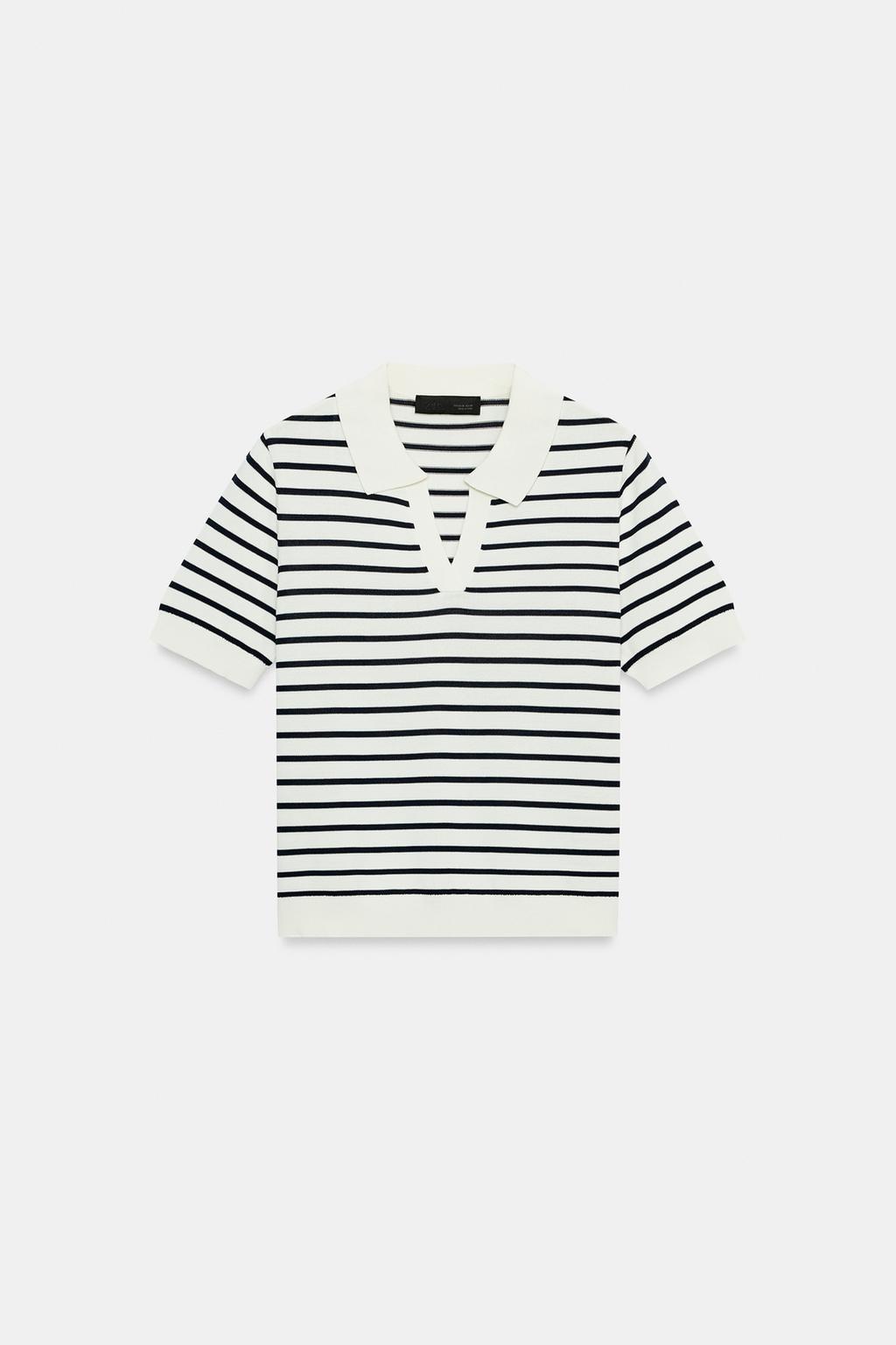 ТРИКОТАЖНОЕ ПОЛО В ПОЛОСКУ С КОРОТКИМИ РУКАВАМИ