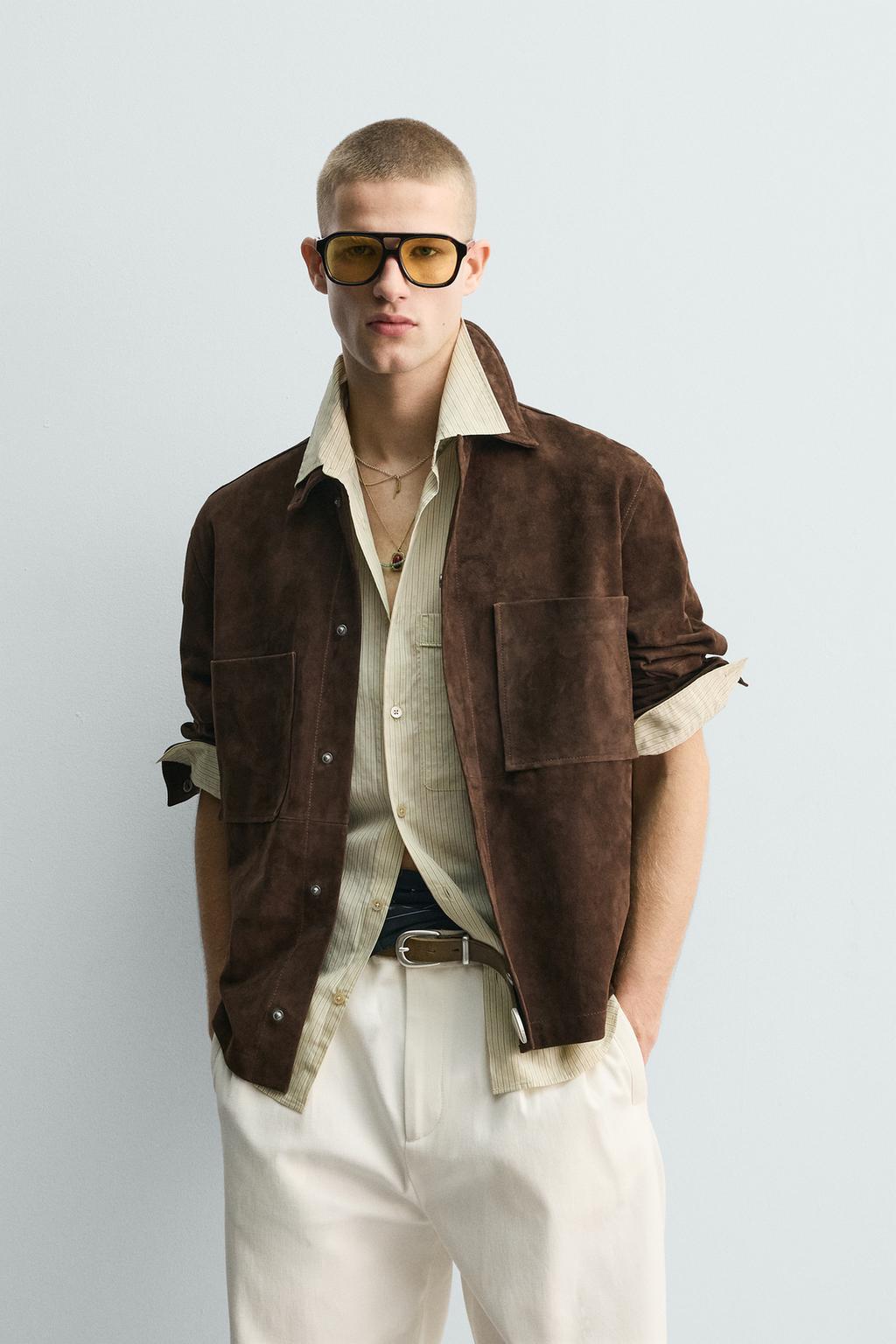 КУРТКА-РУБАШКА ИЗ ЗАМШИ С КАРМАНАМИ