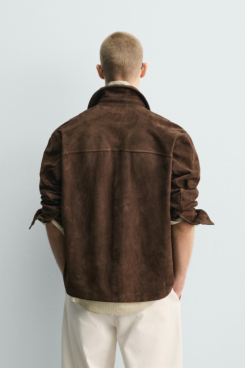 КУРТКА-РУБАШКА ИЗ ЗАМШИ С КАРМАНАМИ