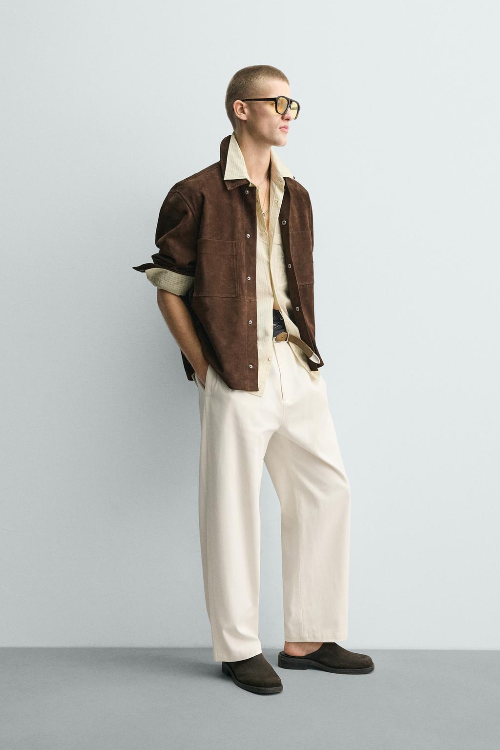 КУРТКА-РУБАШКА ИЗ ЗАМШИ С КАРМАНАМИ