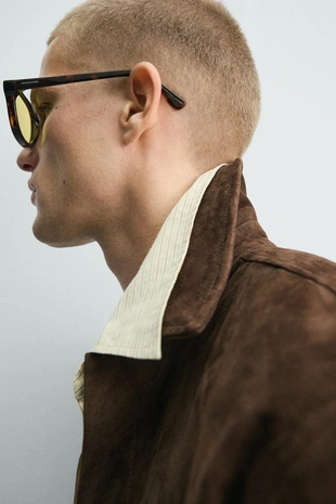 Куртка-рубашка из замши с карманами- Заказать в России