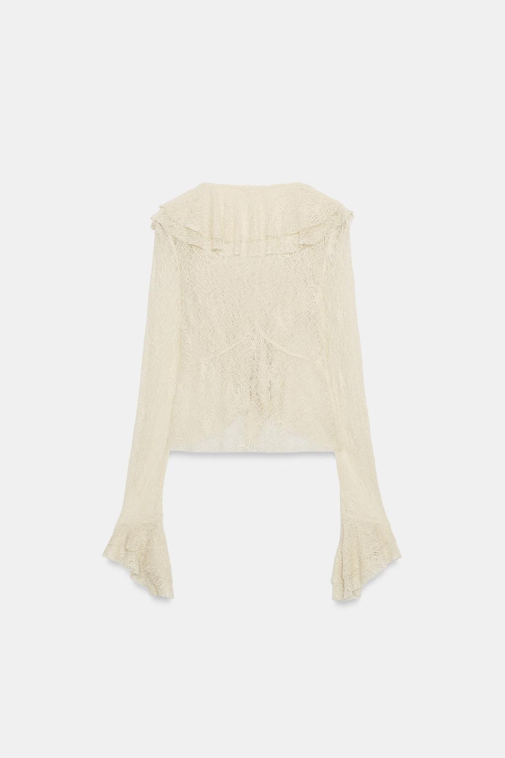 БЛЕСТЯЩИЙ КРУЖЕВНОЙ ТОП С ВОЛАНАМИ