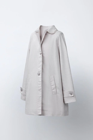 Однотонное пальто из льна и хлопка- Заказать в России