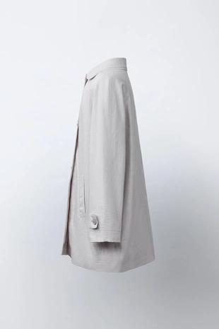 Однотонное пальто из льна и хлопка- Заказать в России