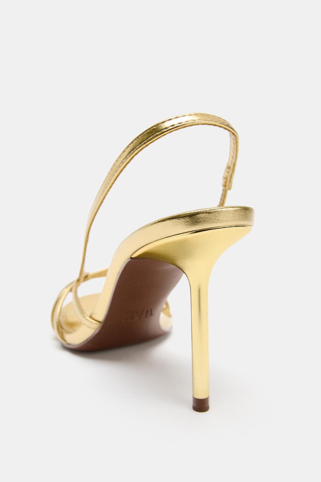 БОСОНОЖКИ НА КАБЛУКЕ С ЛАМИНИРОВАННЫМИ РЕМЕШКАМИ