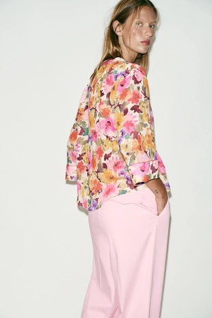 Рубашка с цветочным принтом- Заказать в России