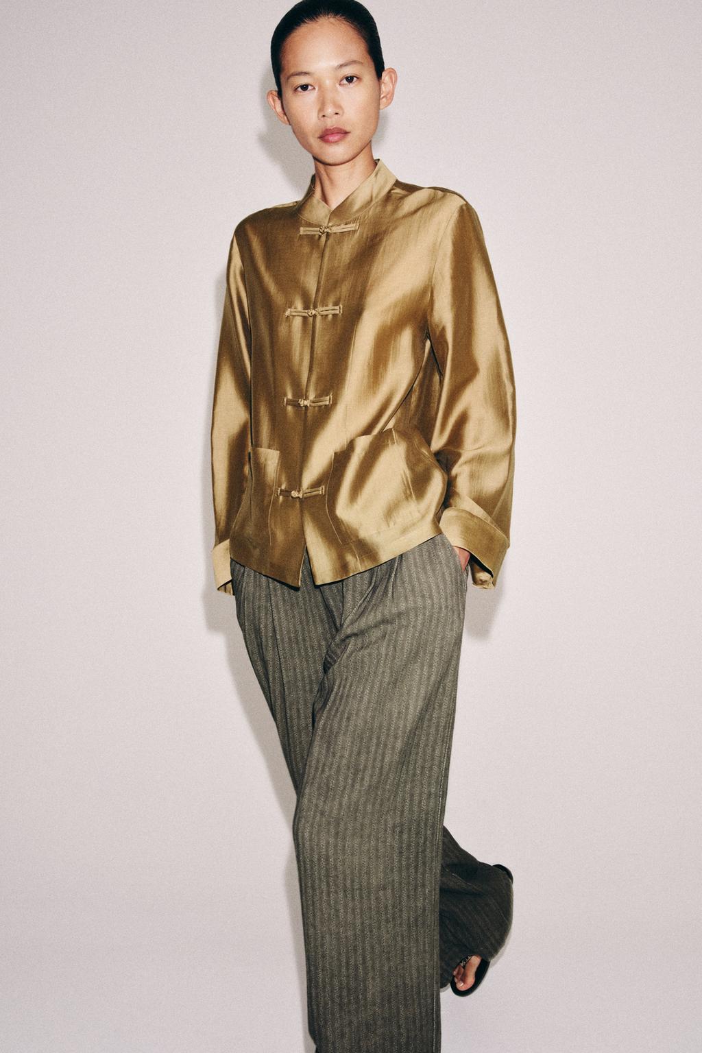 АТЛАСНАЯ РУБАШКА С НАВЕСНЫМИ ПЕТЛЯМИ — ZW COLLECTION