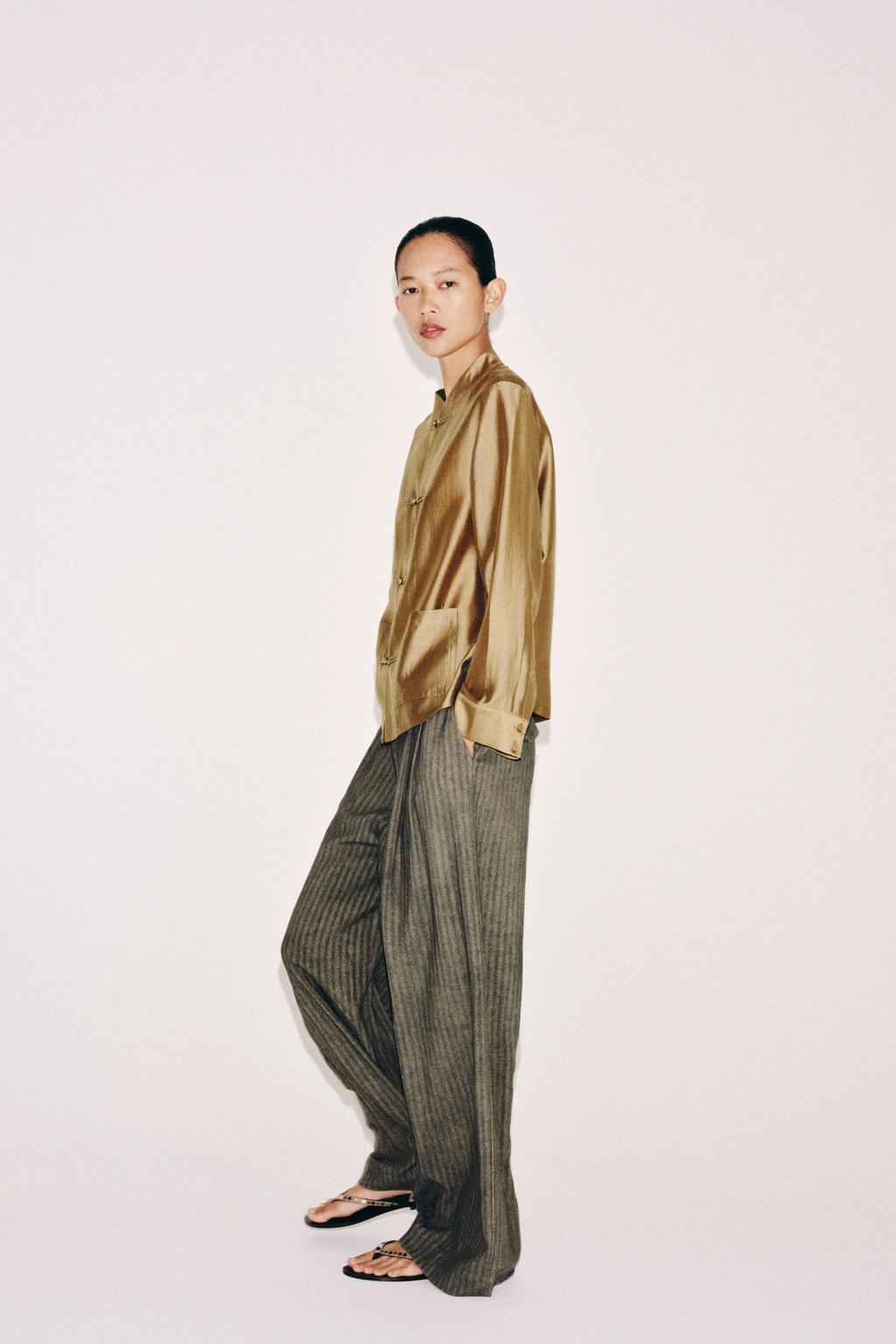 АТЛАСНАЯ РУБАШКА С НАВЕСНЫМИ ПЕТЛЯМИ — ZW COLLECTION