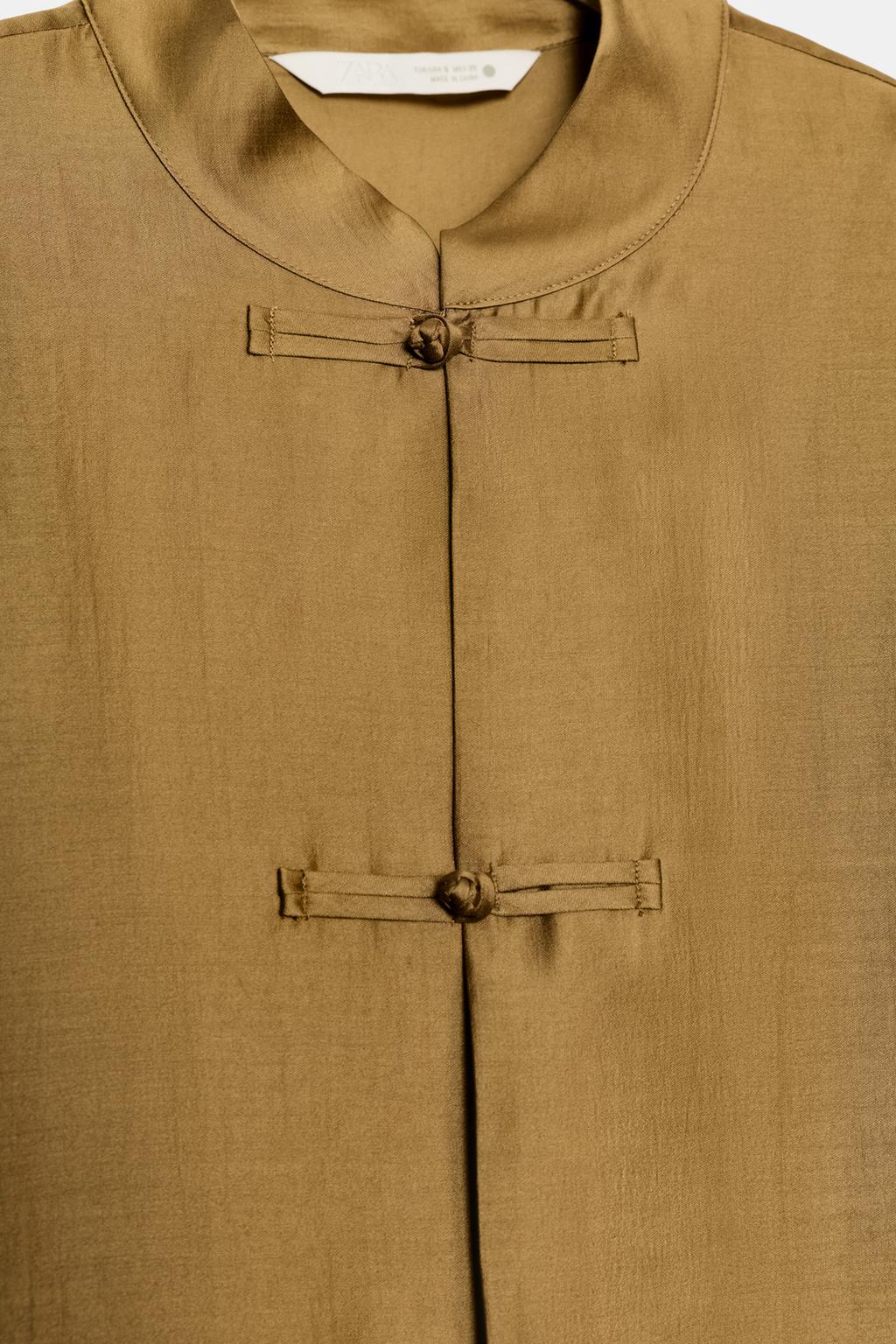 АТЛАСНАЯ РУБАШКА С НАВЕСНЫМИ ПЕТЛЯМИ — ZW COLLECTION