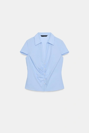 Приталенная рубашка со сборками- Заказать в России