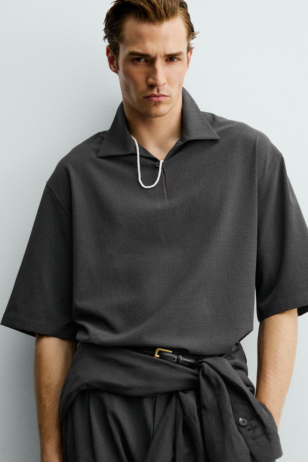 ПОЛО RELAXED FIT С НЕРОВНОЙ ТЕКСТУРОЙ