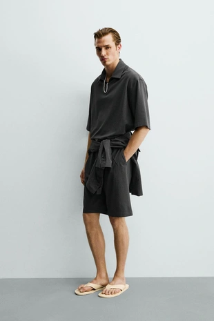 Поло Relaxed Fit с неровной текстурой- Заказать в России