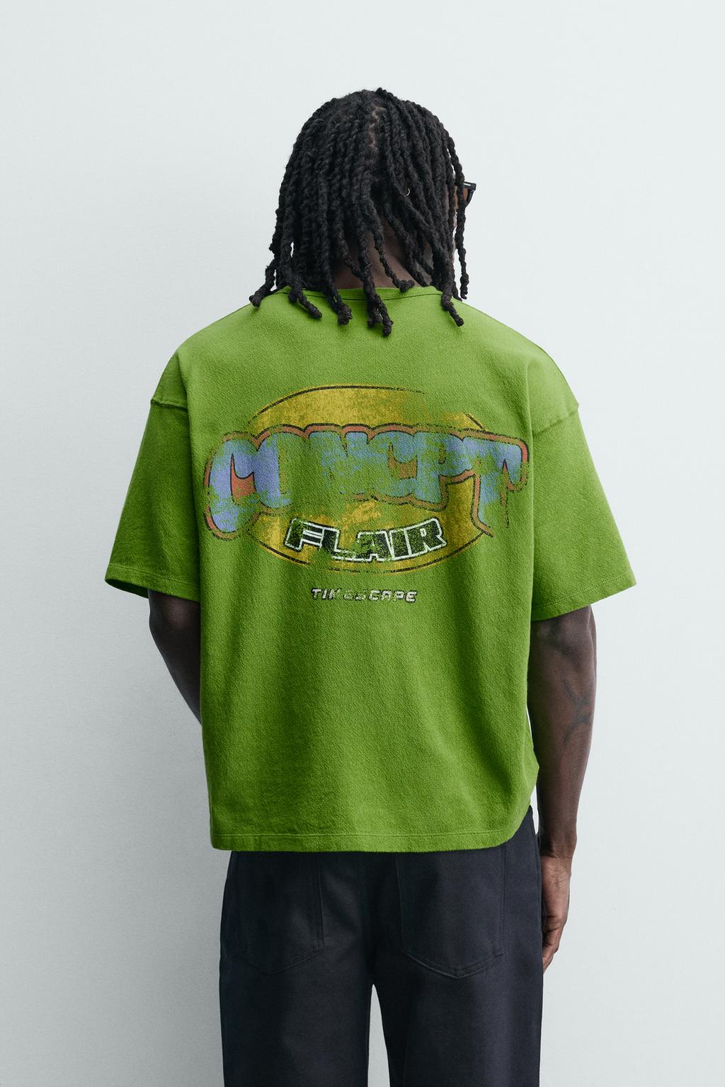 ФУТБОЛКА RELAXED FIT С ПРИНТАМИ И ЭФФЕКТОМ ПОТЕРТОСТИ