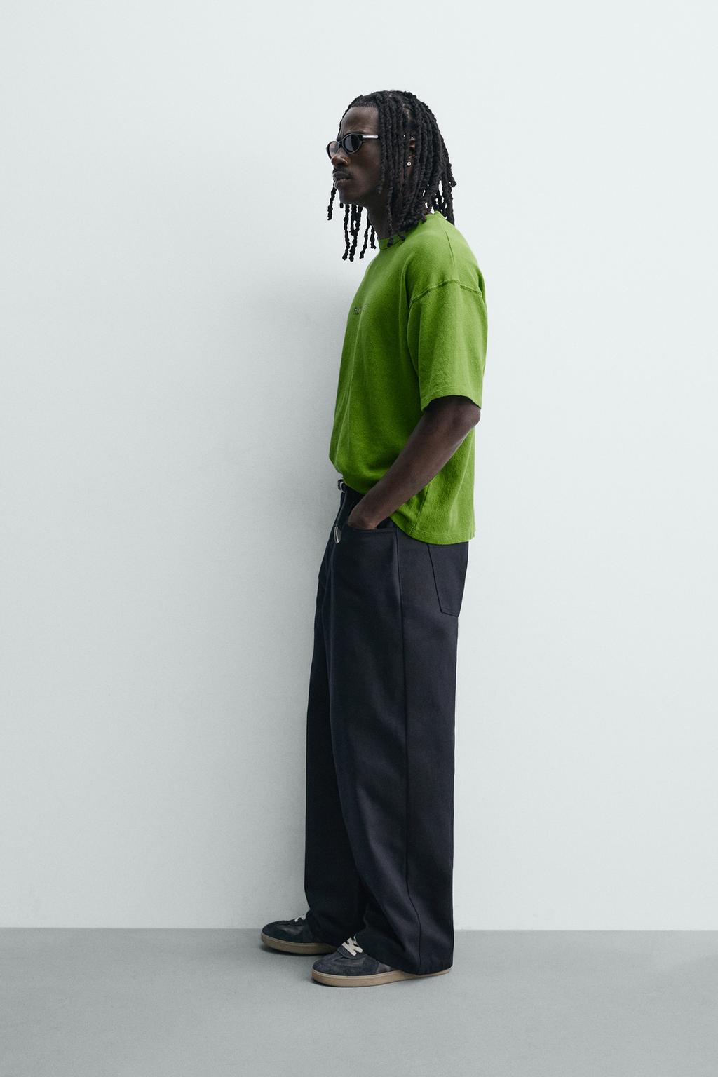 ФУТБОЛКА RELAXED FIT С ПРИНТАМИ И ЭФФЕКТОМ ПОТЕРТОСТИ