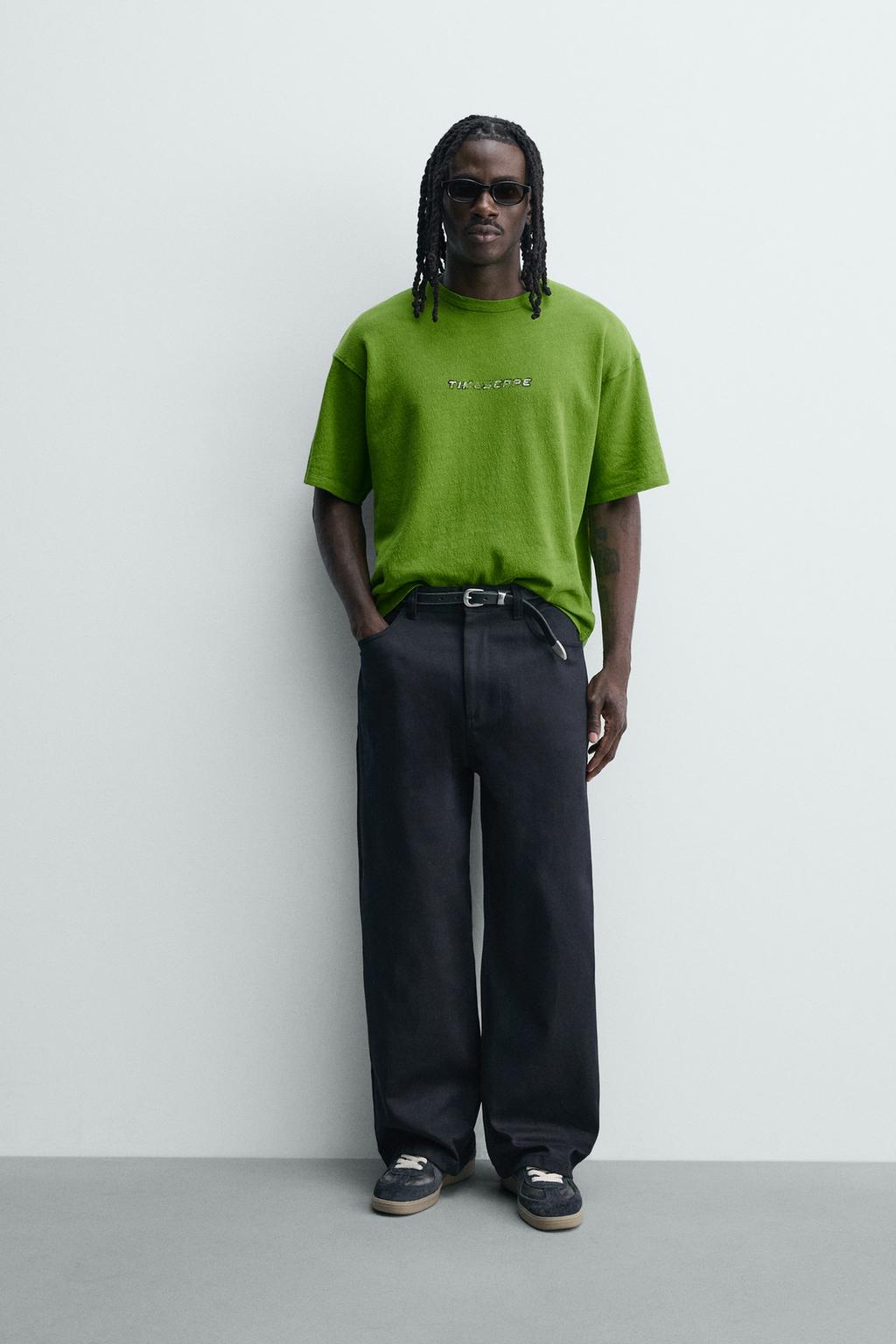 ФУТБОЛКА RELAXED FIT С ПРИНТАМИ И ЭФФЕКТОМ ПОТЕРТОСТИ