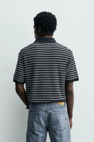 Поло жаккард в полоску