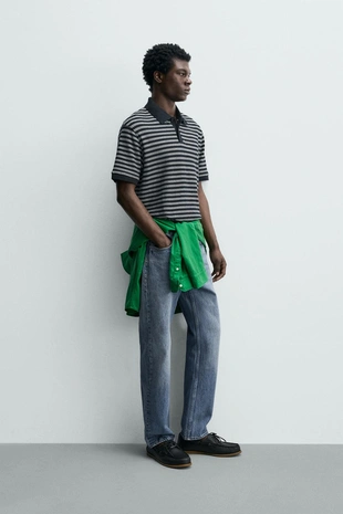 Поло жаккард в полоску