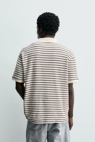 Поло жаккард в полоску