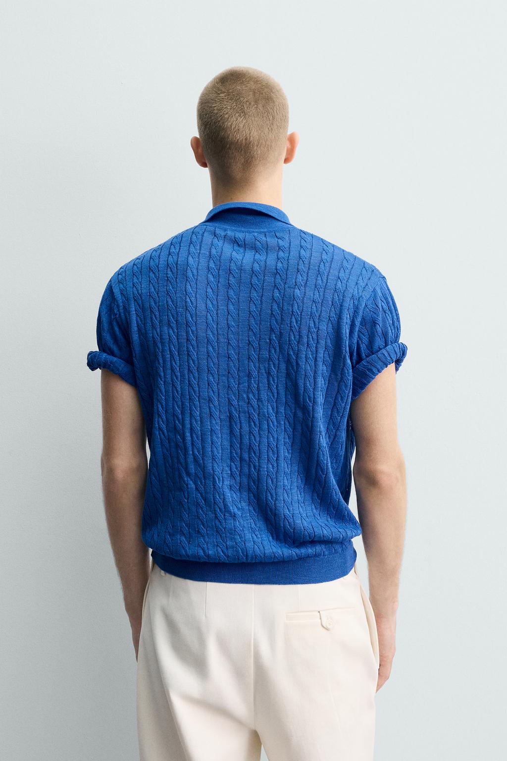 ПОЛО ИЗ РЕЛЬЕФНОГО ТРИКОТАЖА С КОСАМИ