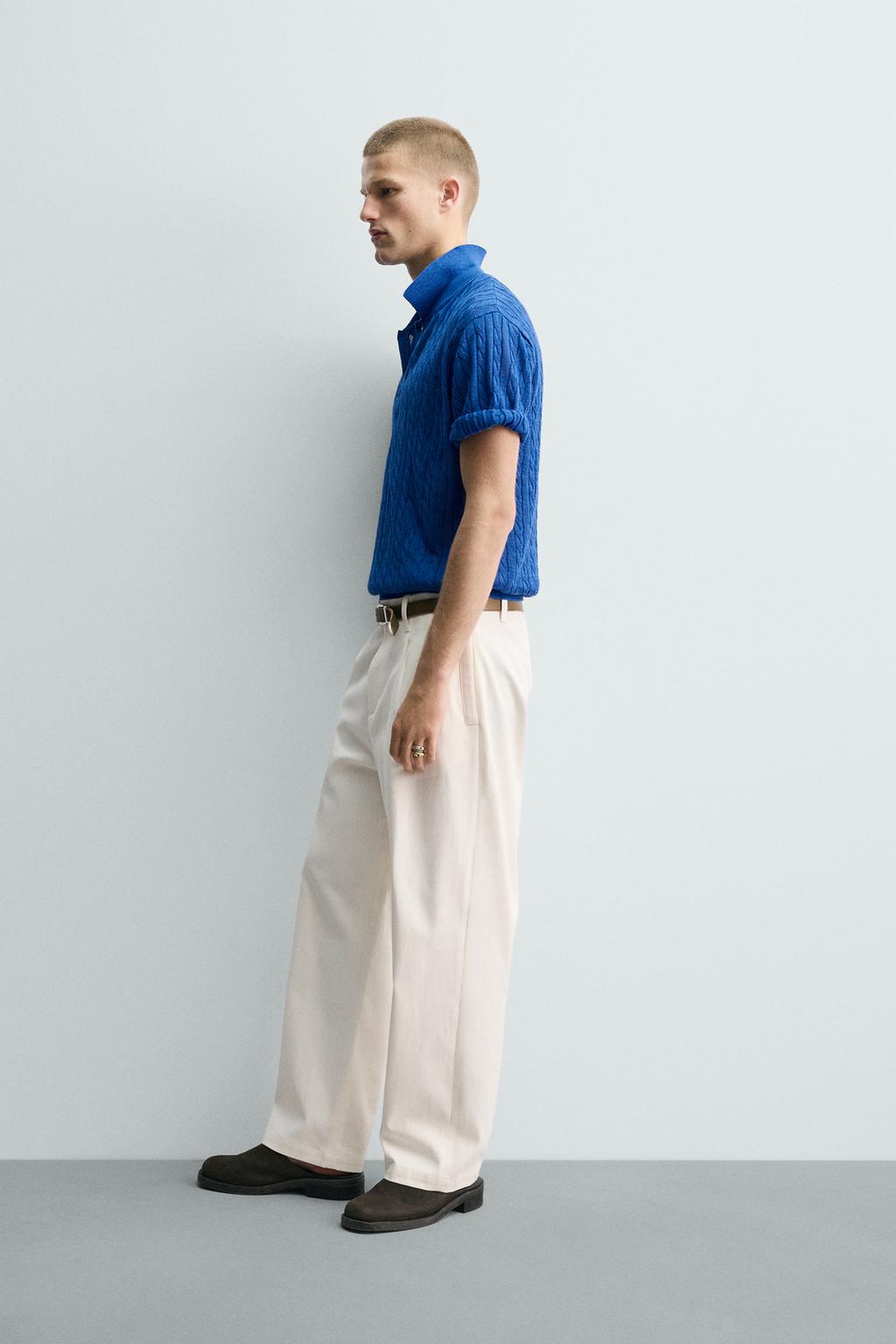 ПОЛО ИЗ РЕЛЬЕФНОГО ТРИКОТАЖА С КОСАМИ