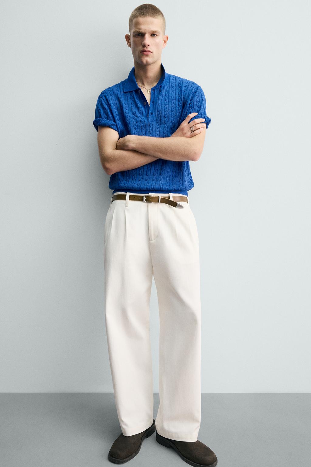 ПОЛО ИЗ РЕЛЬЕФНОГО ТРИКОТАЖА С КОСАМИ